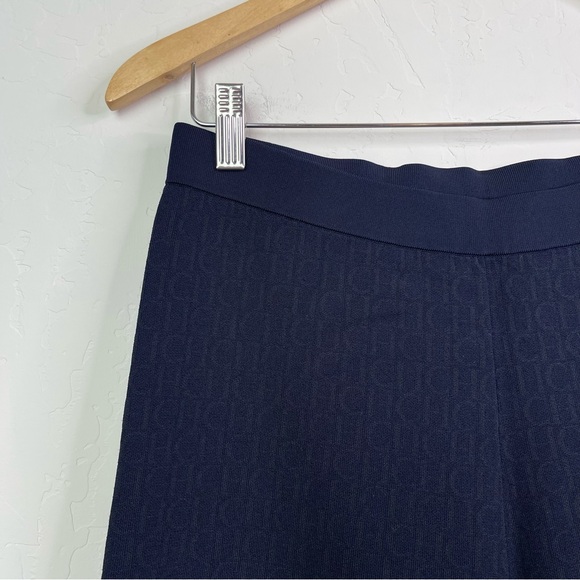 Carolina Herrera Pull-On Monogram Printed Stretch Jersey Knit Wide Leg Pants - Picture 4 of 16